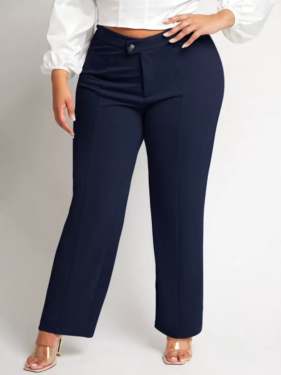 SHEIN SXY Pantalones De Tallas Grandes De Color Sólido