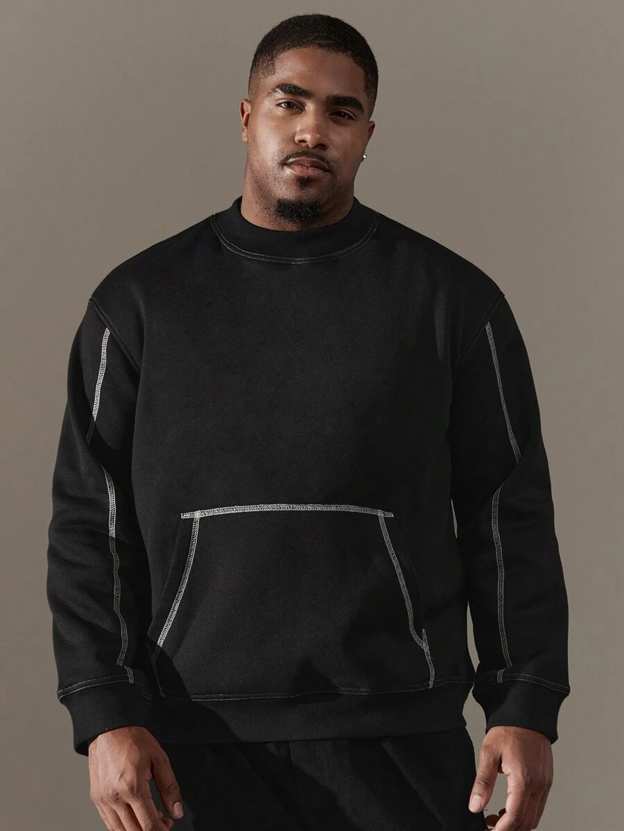 SHEIN Manfinity Homme Men's Plus Size Solid Color Round Neck Long Sleeve Casual Sweatshirt