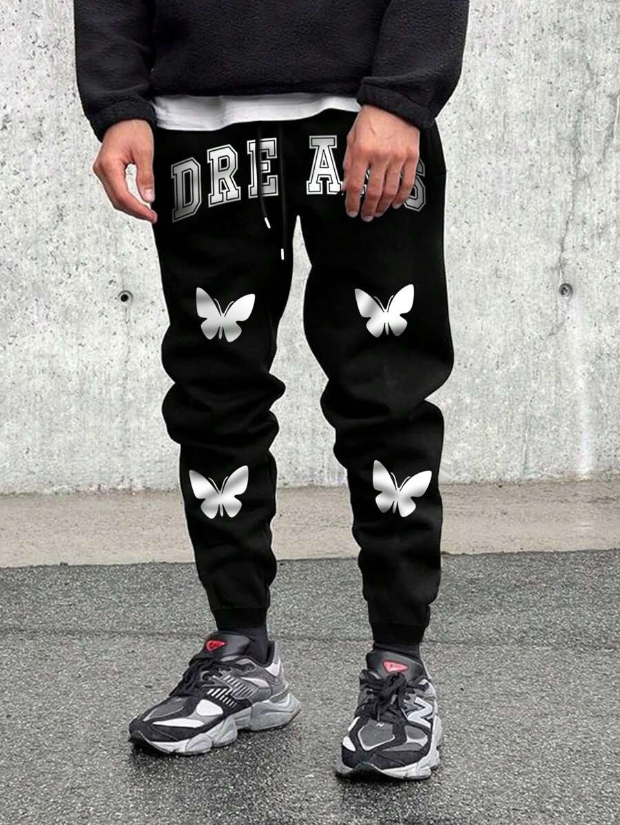 Manfinity Hypemode Heren Letters & vlinder Geprint Casual Shorts