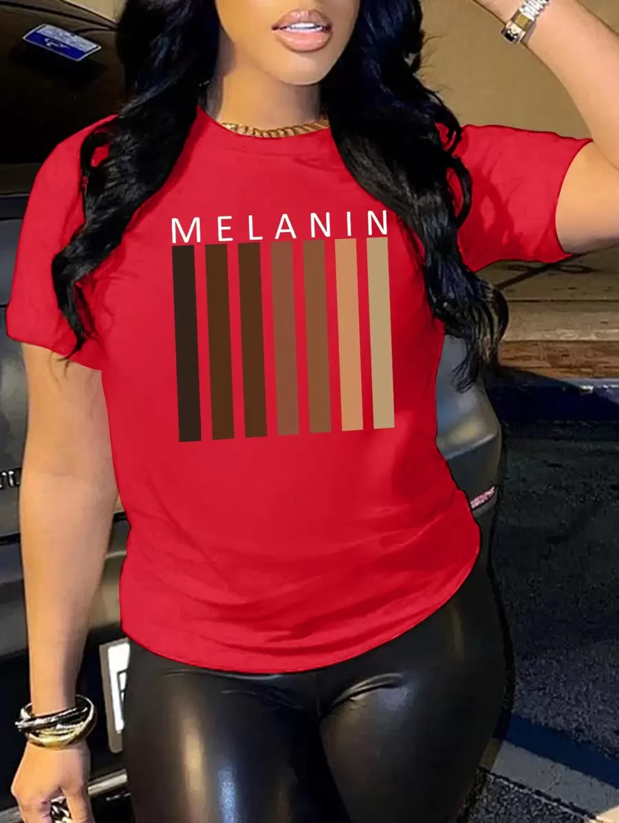 SHEIN EZwear Letter Graphic Round Neck Tee