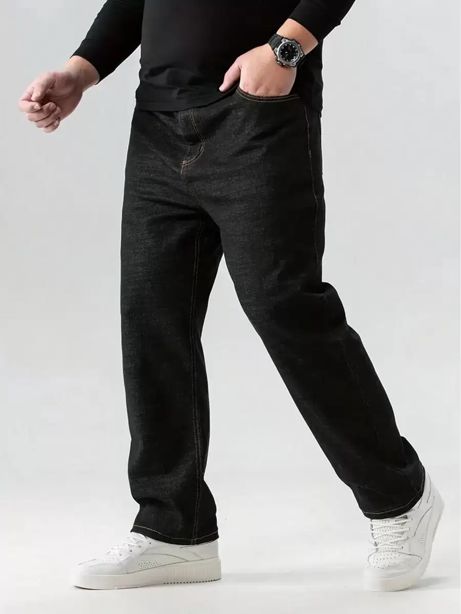 Manfinity Homme Men's Plus Size Denim Pants With Pockets