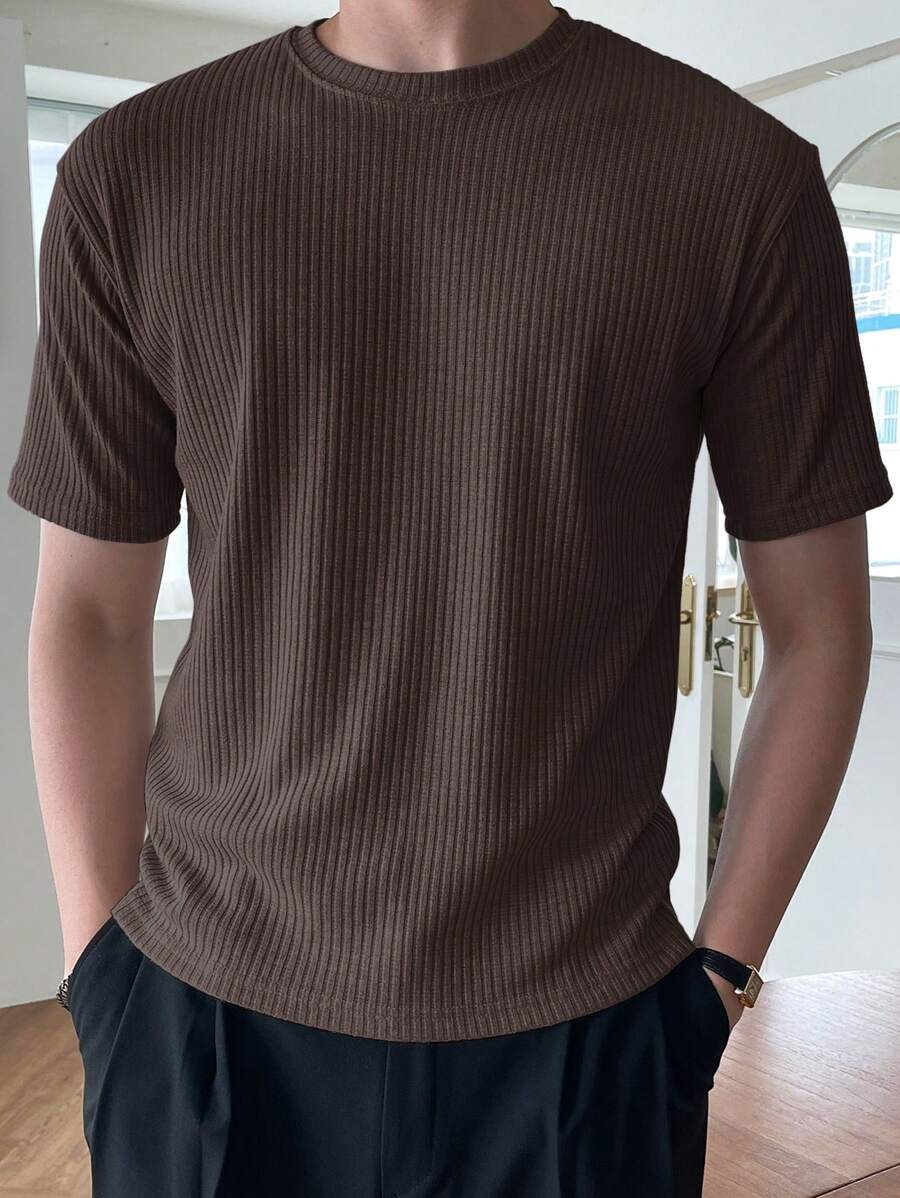DAZY Camiseta De Punto Acanalado De Verano Para Hombre