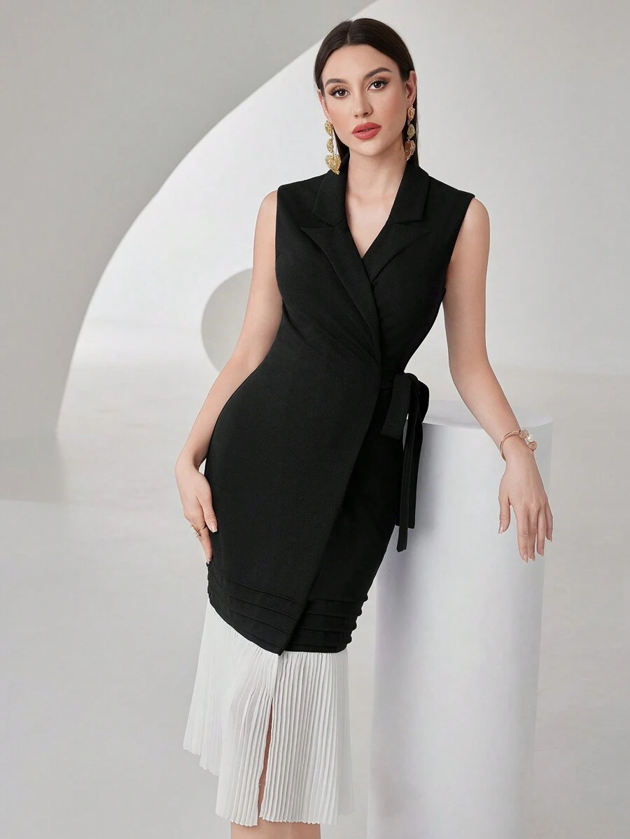 Modelyn Women'S Regular Fit Sleeveless Jacket With Side Knot Detail
