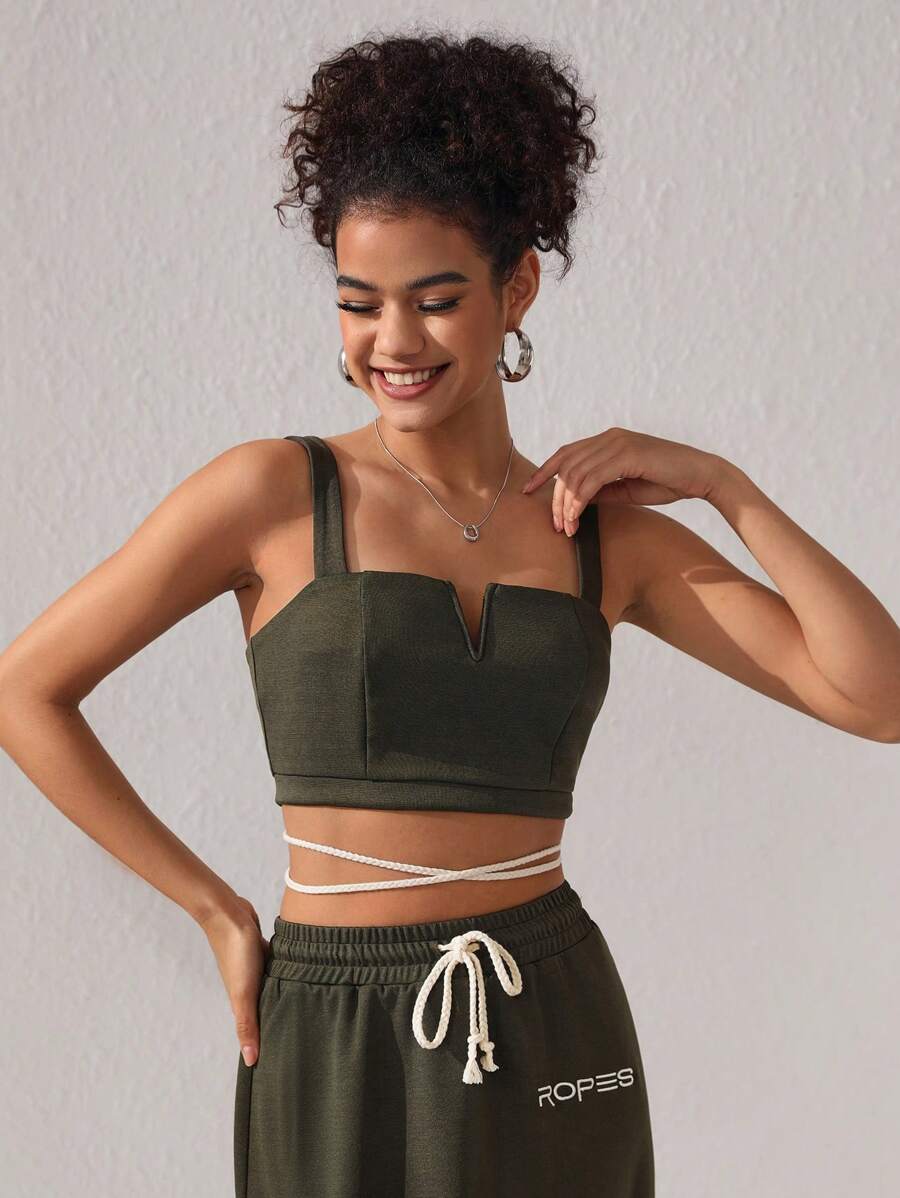 ROPES Top sin mangas de tirantes anchos para mujer, diseñador, para vacaciones