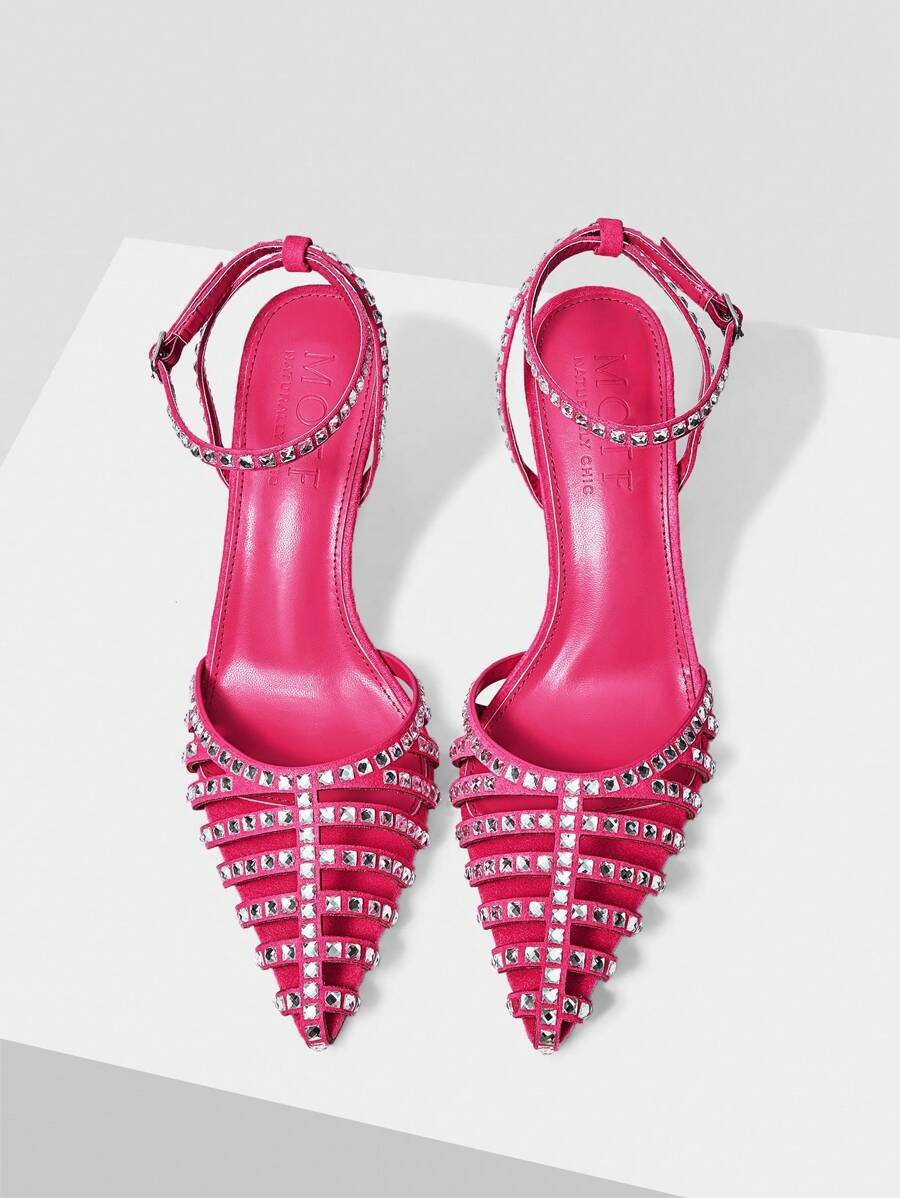 MOTF PREMIUM FASHIONABLE WOMEN'S HIGH HEEL SHOES WITH RHINESTONES VACATION SHOES SUMMER