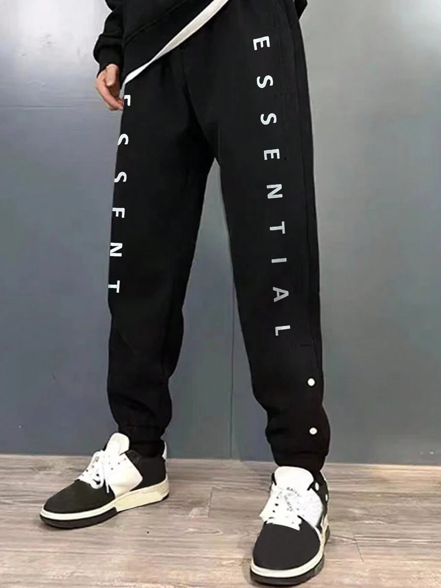 Manfinity Sport Streetwear Men'S Letter Printed Drawstring Sports Pants