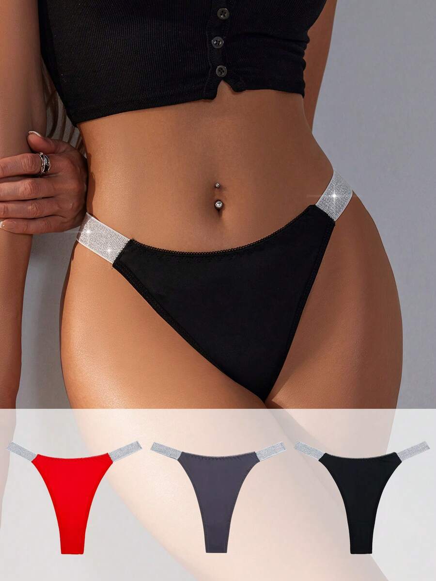 Snug Zone Culottes string sexy avec sangle brillante