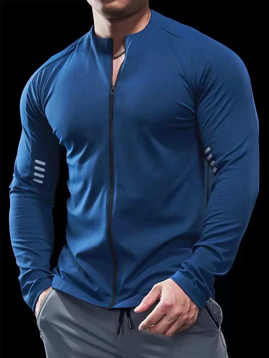 Manfinity Sport Corelite Boyfriend Style Men's Zipper Closure Sports Jacket Workout Tops Workout Tops Gym Top Fall Breathable