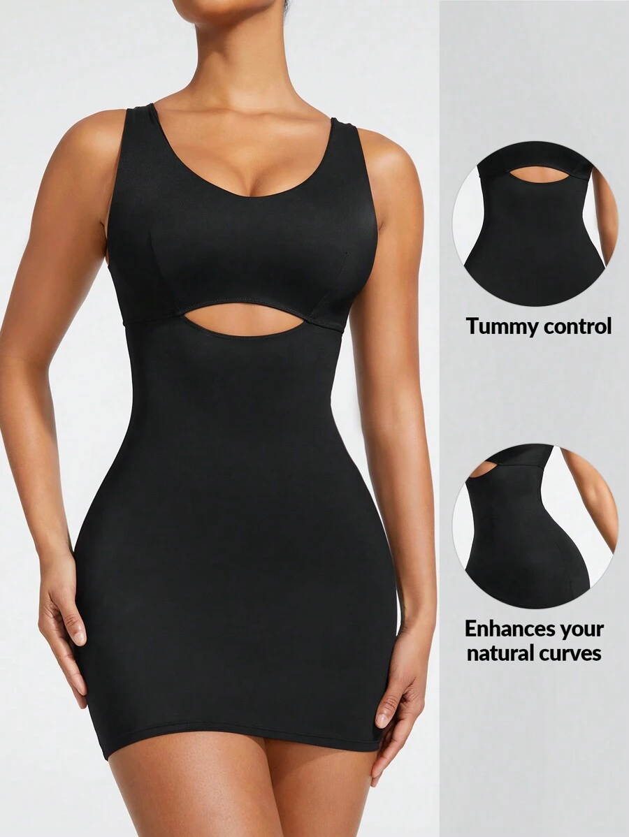 SHEIN Shape Vestido Moldeador Sin Mangas Con Diseño De Hollow Out Para Mujeres