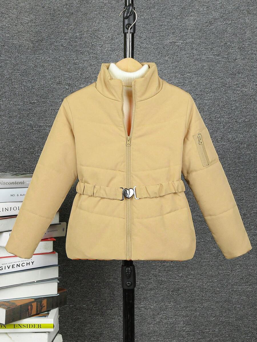 SHEIN Wattierter Mantel Für Mädchen Mit Gürtel
