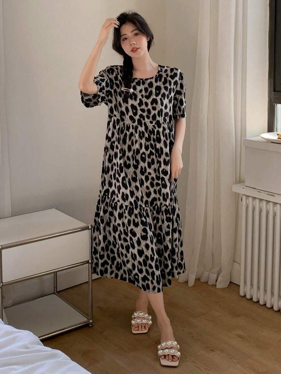 DAZY Camisón Con Estampado De Leopardo