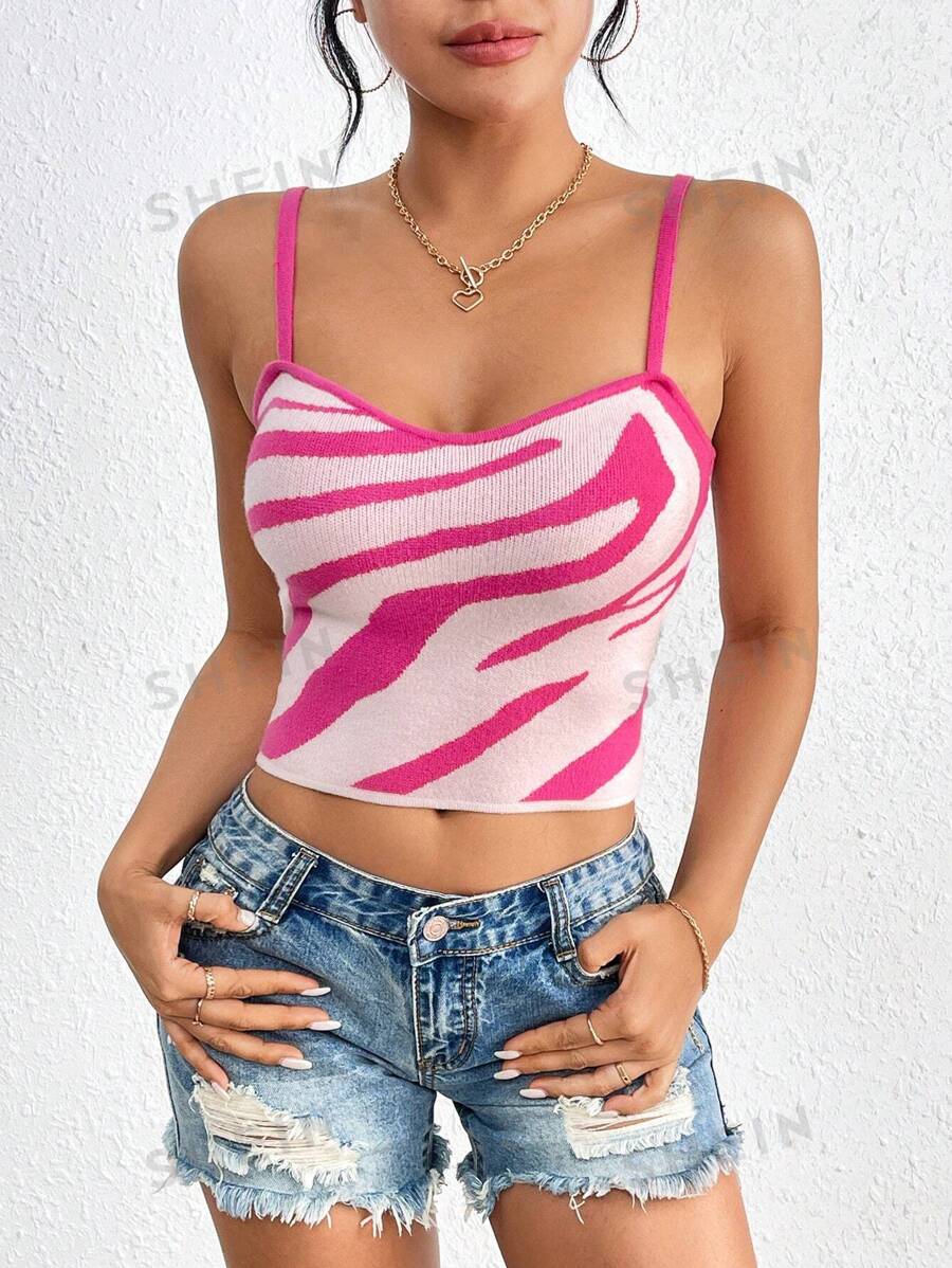 Chiquease Top De Punto Con Estampado De Cebra