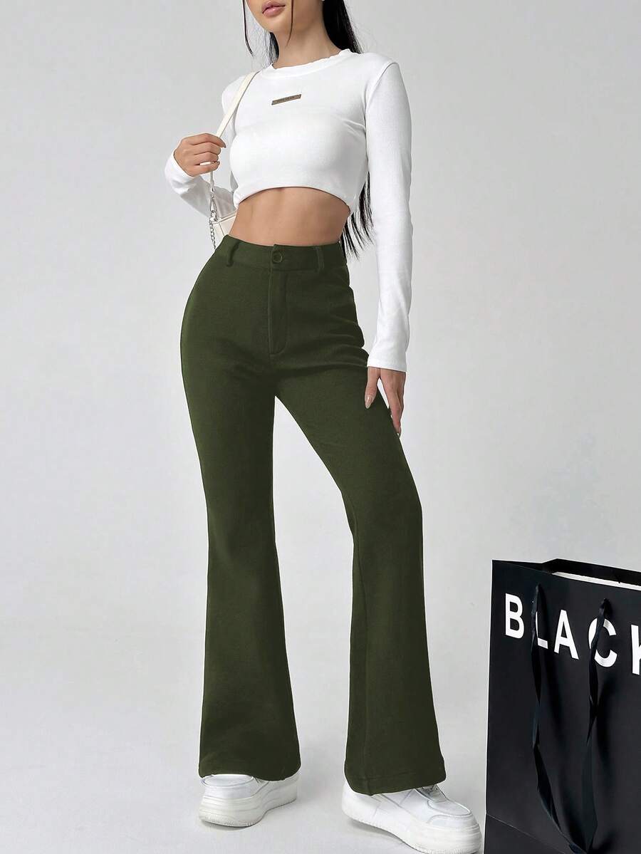 Women'S Flared Thermal Lined Pants SHEIN USA
