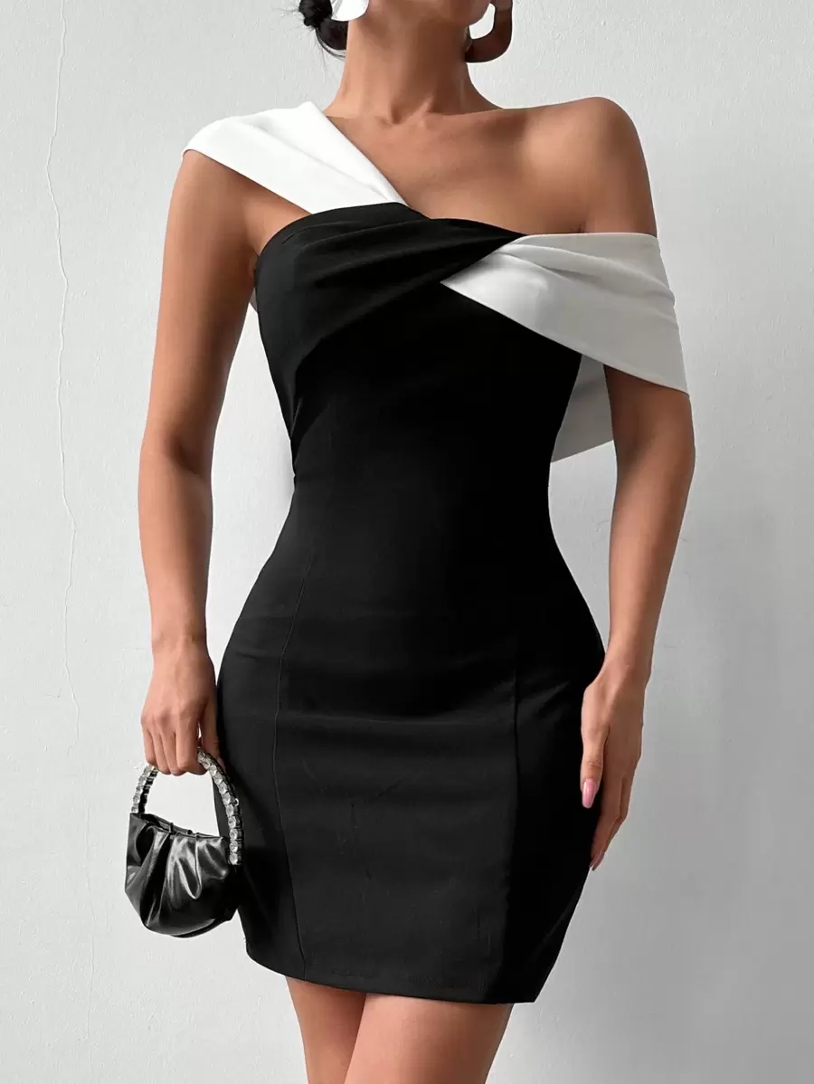 Asymmetrisch Halslijn Fitting jurk