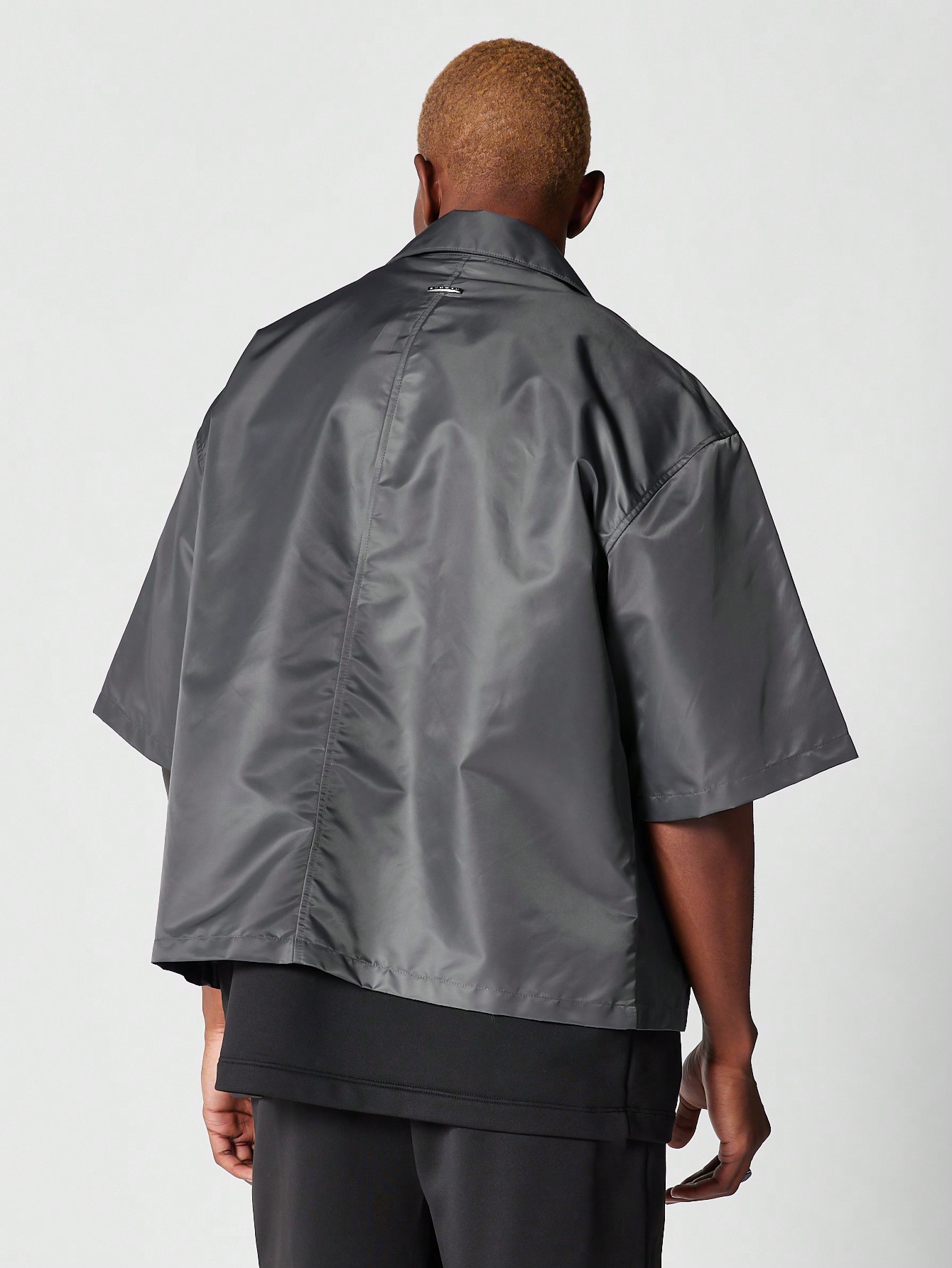 【SATIIIZ】Heon Nylon Shirt Jacket New Zara Faux Suede Overshirt 8281/650 Navy S jacket coat