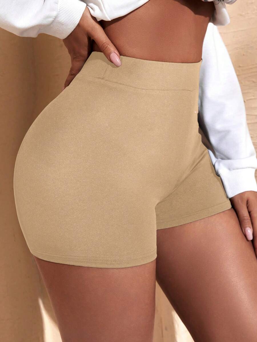 SHEIN SXY Leggings Cortos Ajustados De Talle Alto Para Mujer