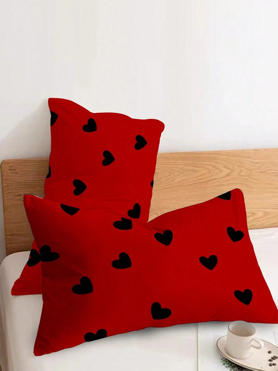 2 Stücke Heart Printed Pillowcases Für Komfort, Dekorative Bettwäsche Kissenbezüge