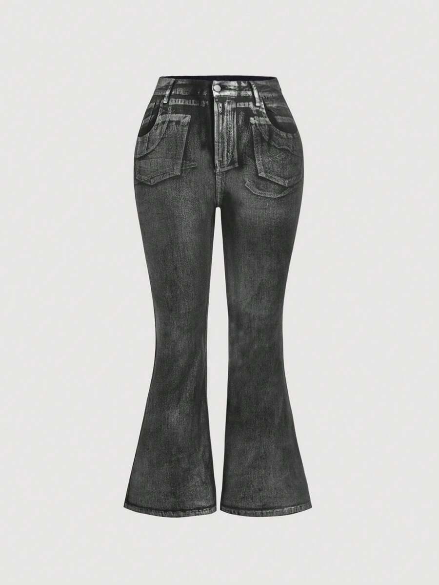 SHEIN MOD Jeans acampanados lavados de talla grande