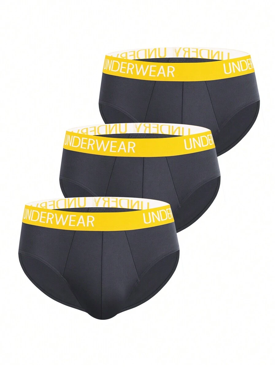 Ropa Interior Con Banda Elástica Y Estampado De Letras Para Hombre (juego De 3 Piezas)