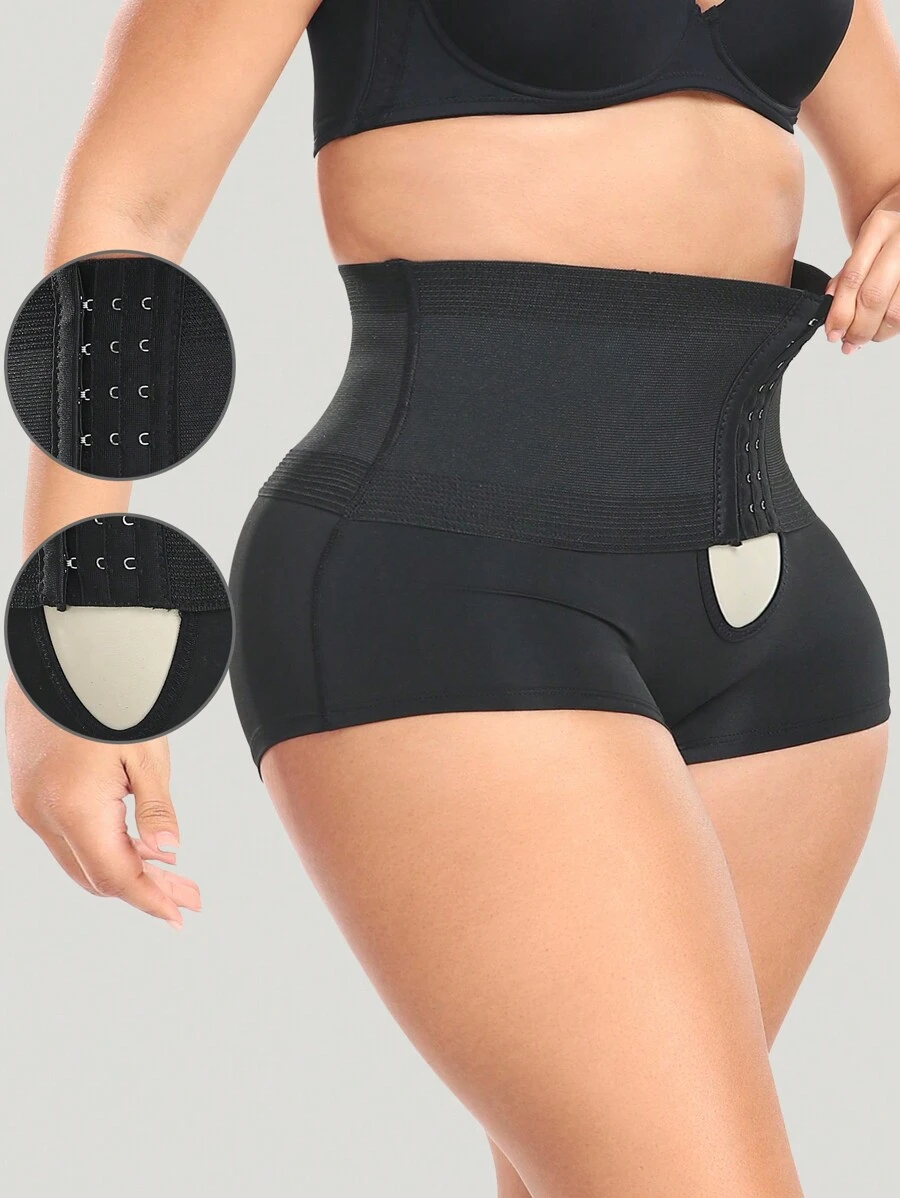 Pantalones Cortos Moldeadores De Cuerpo De Talla Grande Para Mujeres Con Ganchos