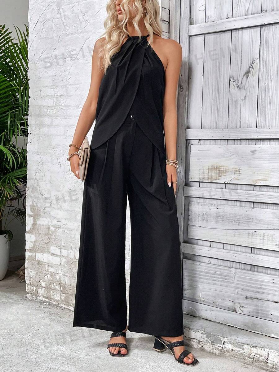 Breezaya Conjunto De 2 Piezas Casual De Color Sólido Para Mujer