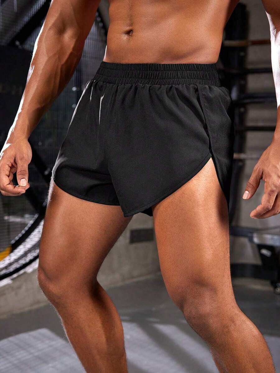 Manfinity Sport PWRUP Shorts deportivos informales de cintura elástica de unicolor para hombre, shorts para gimnasio, pantalones cortos tipo jogger