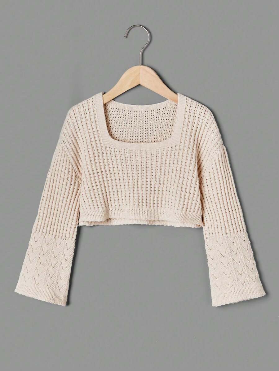 Sweatshirt Con Mangas Acampanadas Y Ajuste Cómodo Para Chicas Adolescentes