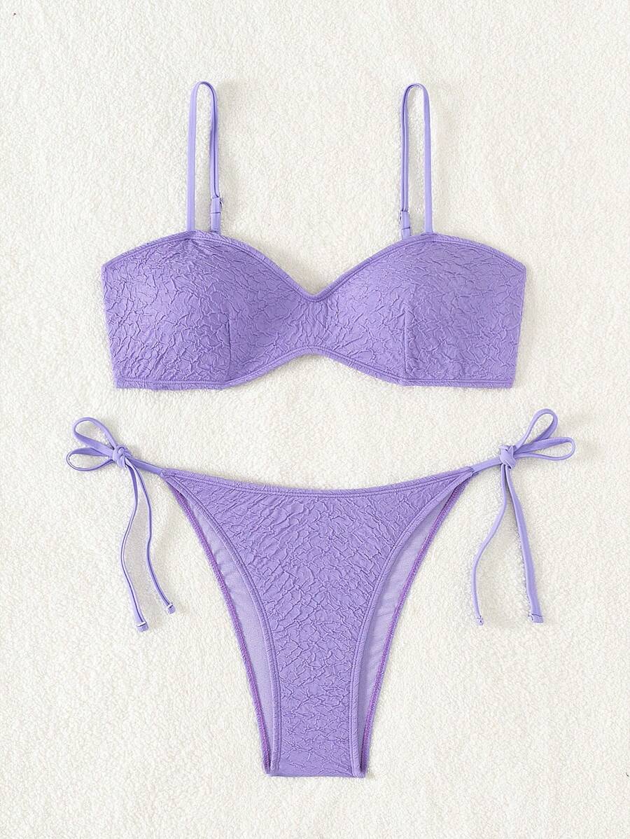 SHEIN Swim Solid Color Two-Piece Bikini Set Summer Beach