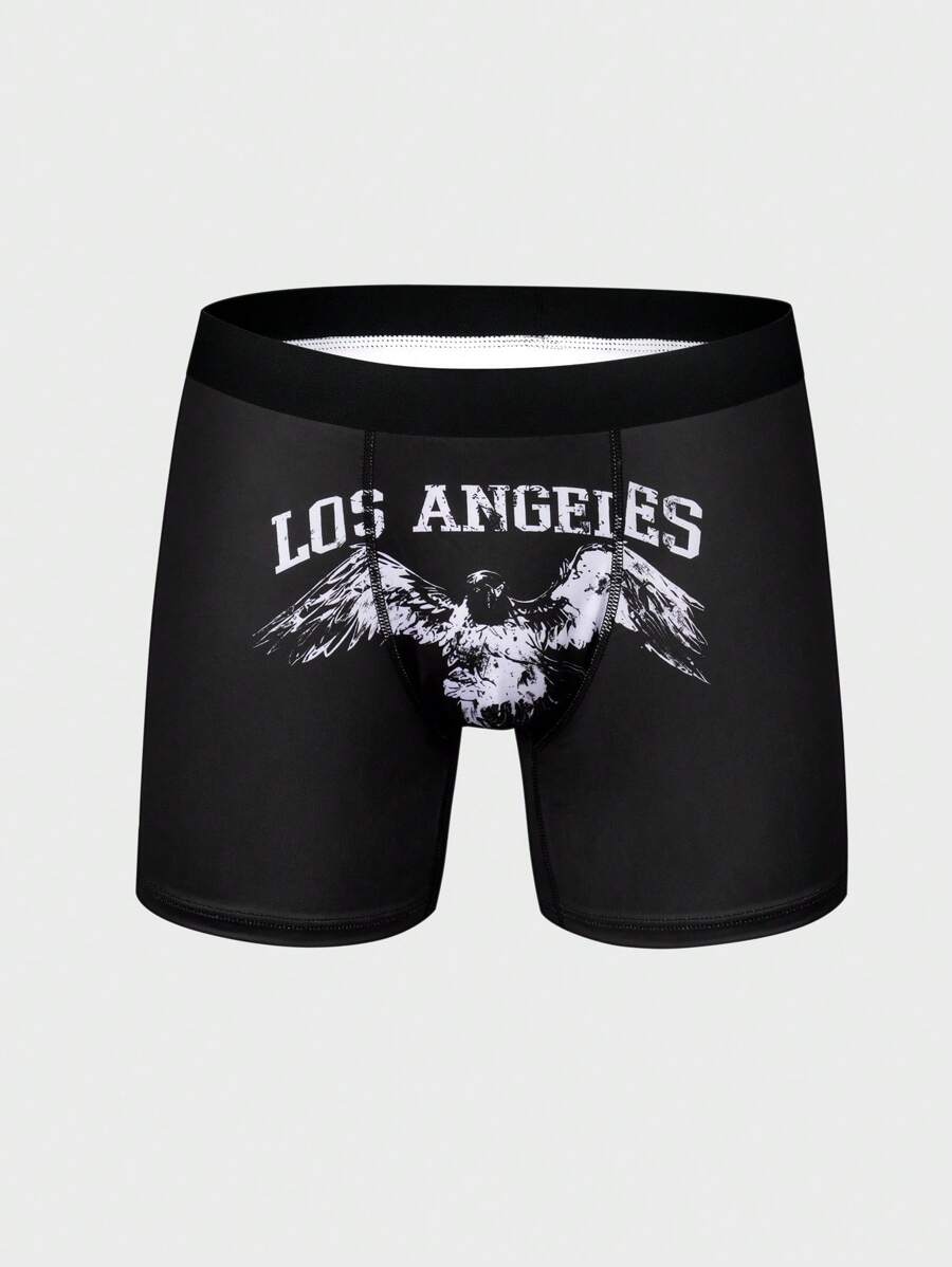 Ropa Interior Rectangular Para Hombres Con Diseño De Letras Y Águila Impresa