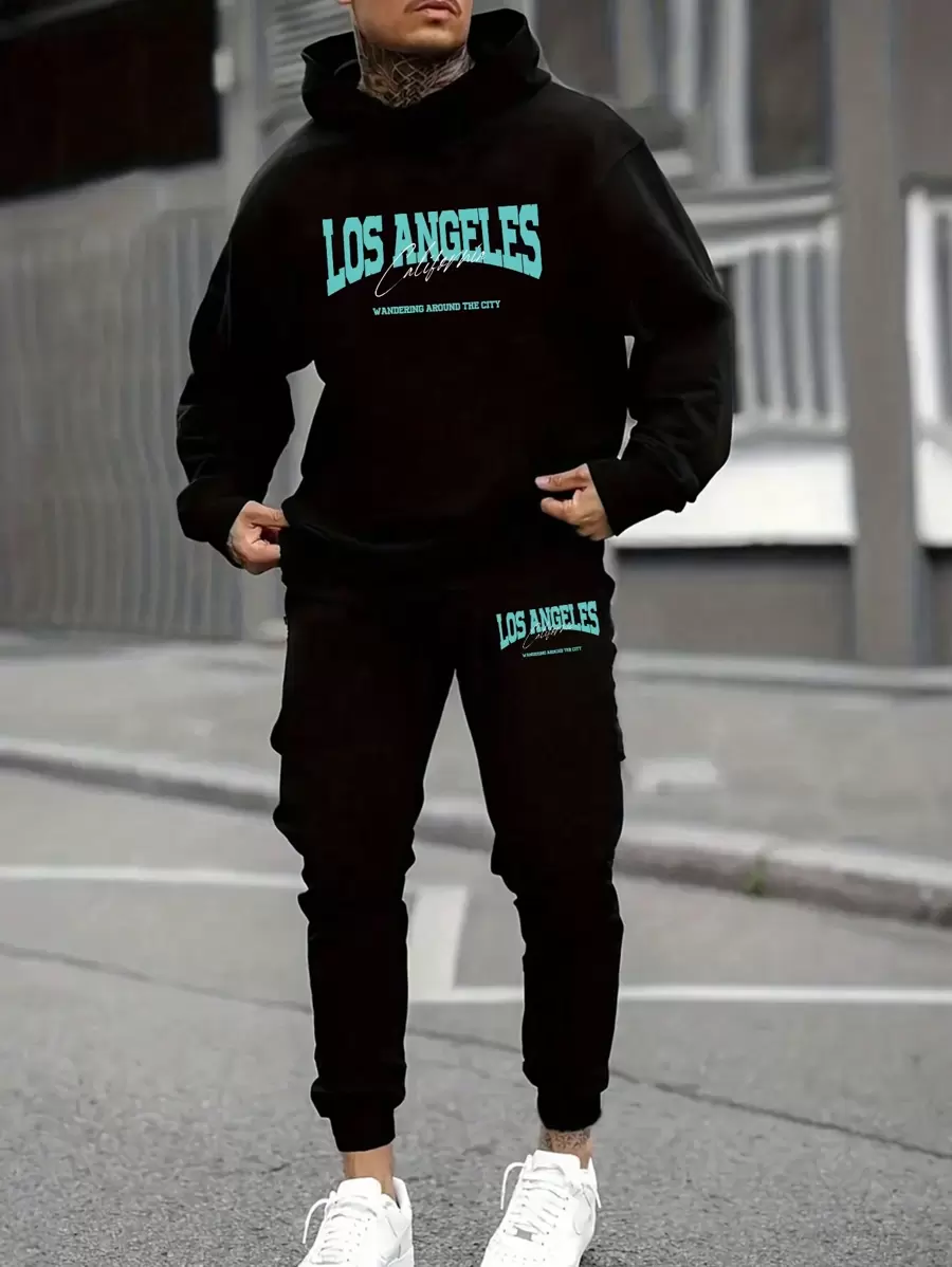 Manfinity VCAY Set Aus Lässigem Kapuzenpullover Und Jogginghose Mit Buchstaben Muster Für Herren