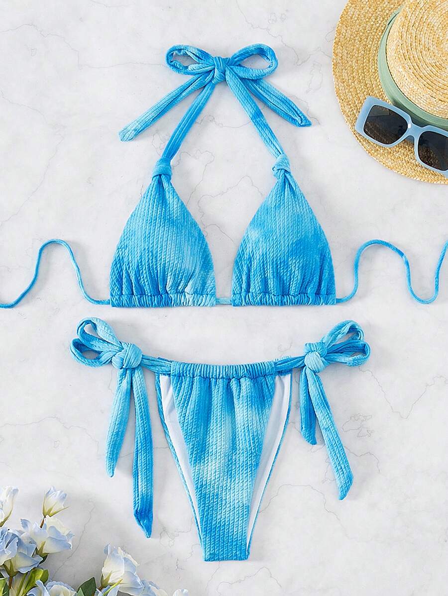 SHEIN Swim Dames Tie-Dye Halter Halter Bikini Set Zomer