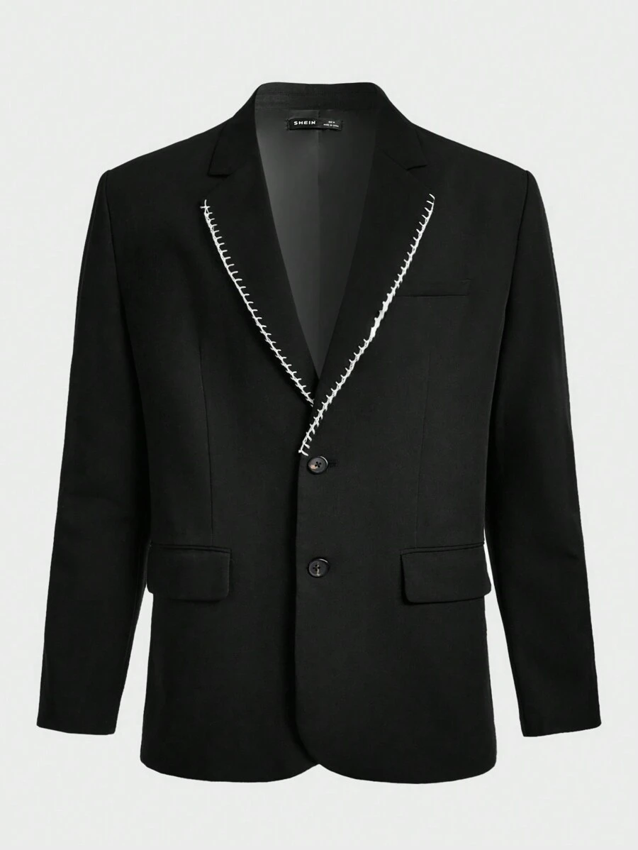 Manfinity VCAY Men'S Color Block Lapel Slim Fit Suit Jacket