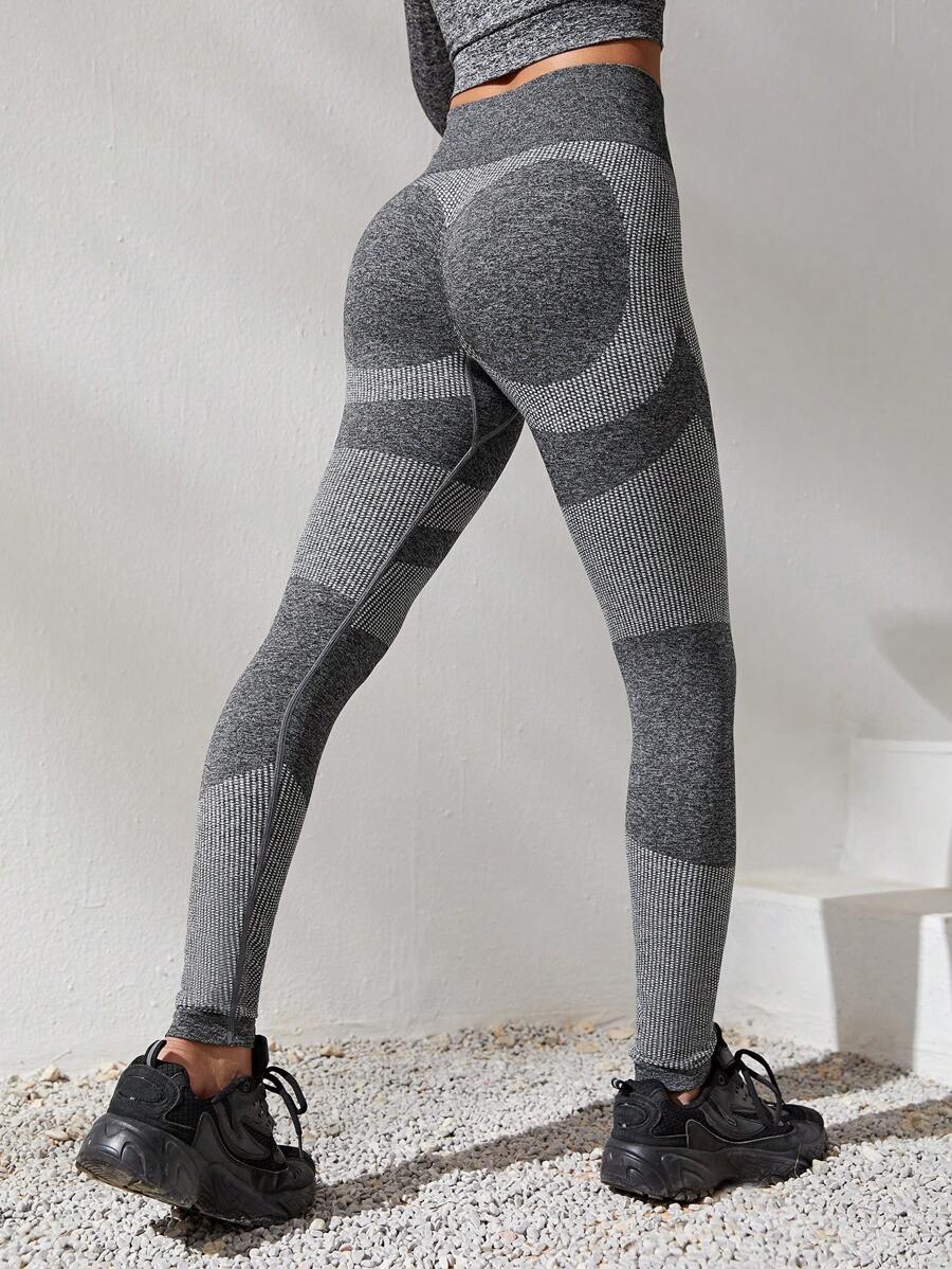 SHEIN Teen Girls' Seamless Knitted Jacquard Casual Sports Pants
