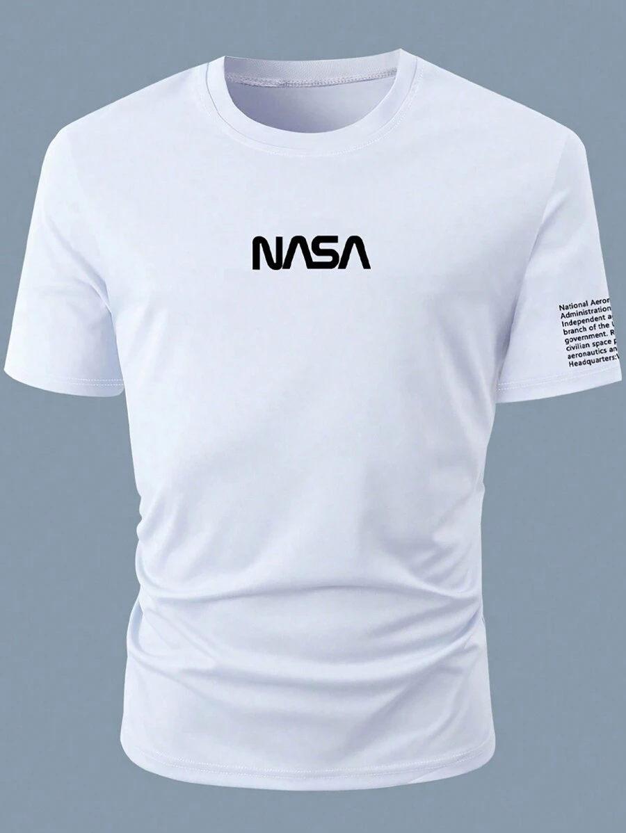 Manfinity Homme Men Letter Graphic Casual Short Sleeve Tee, For Going Out