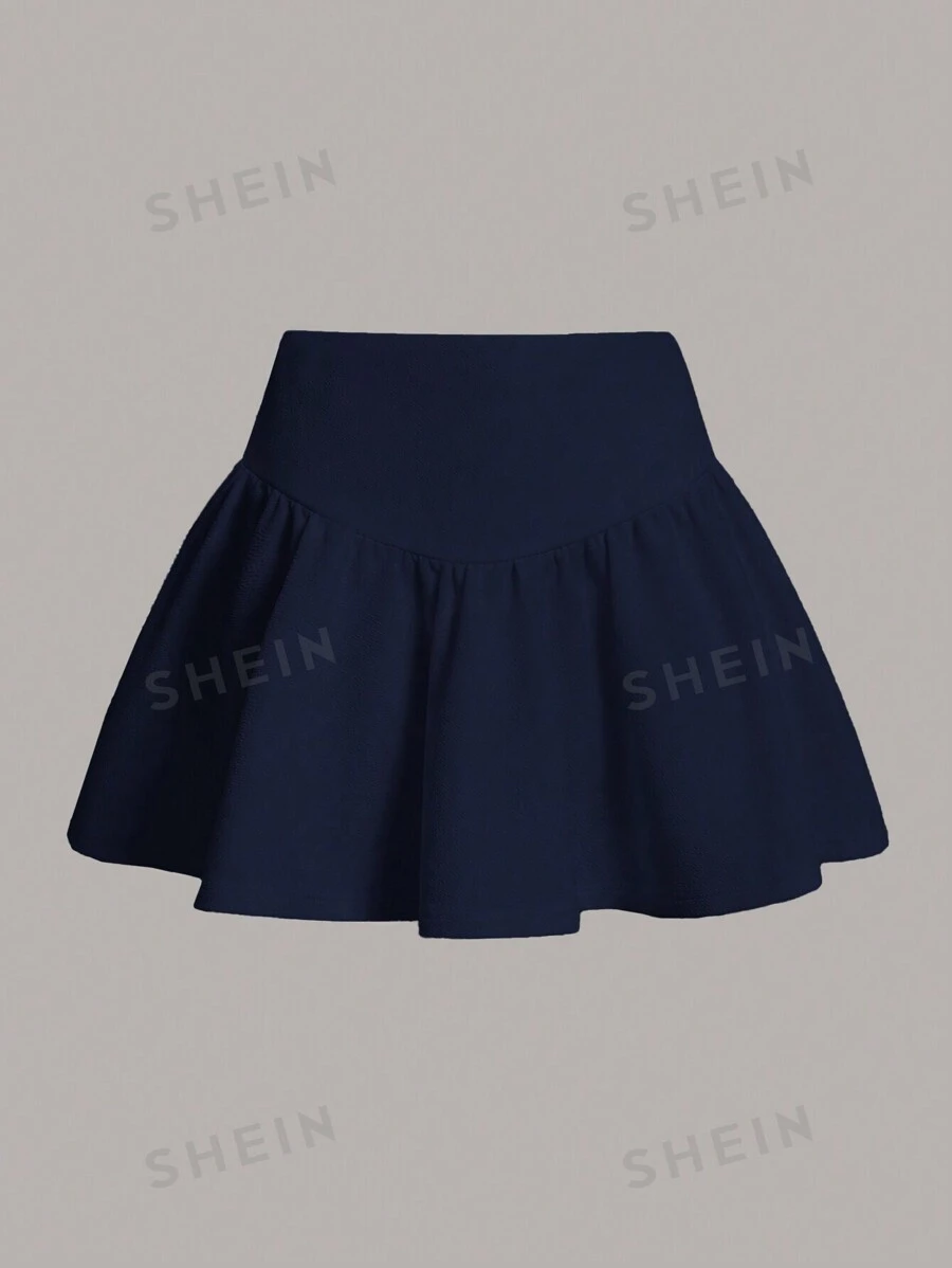SHEIN EZwear Falda De Rodilla Para Mujer De Color Sólido