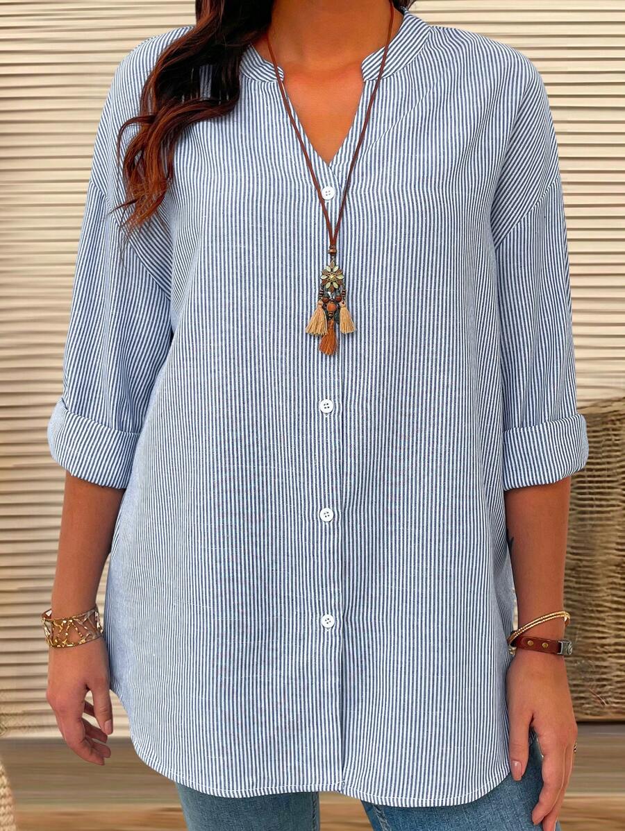 EMERY ROSE Camisa De Rayas Para Mujeres De Talla Grande