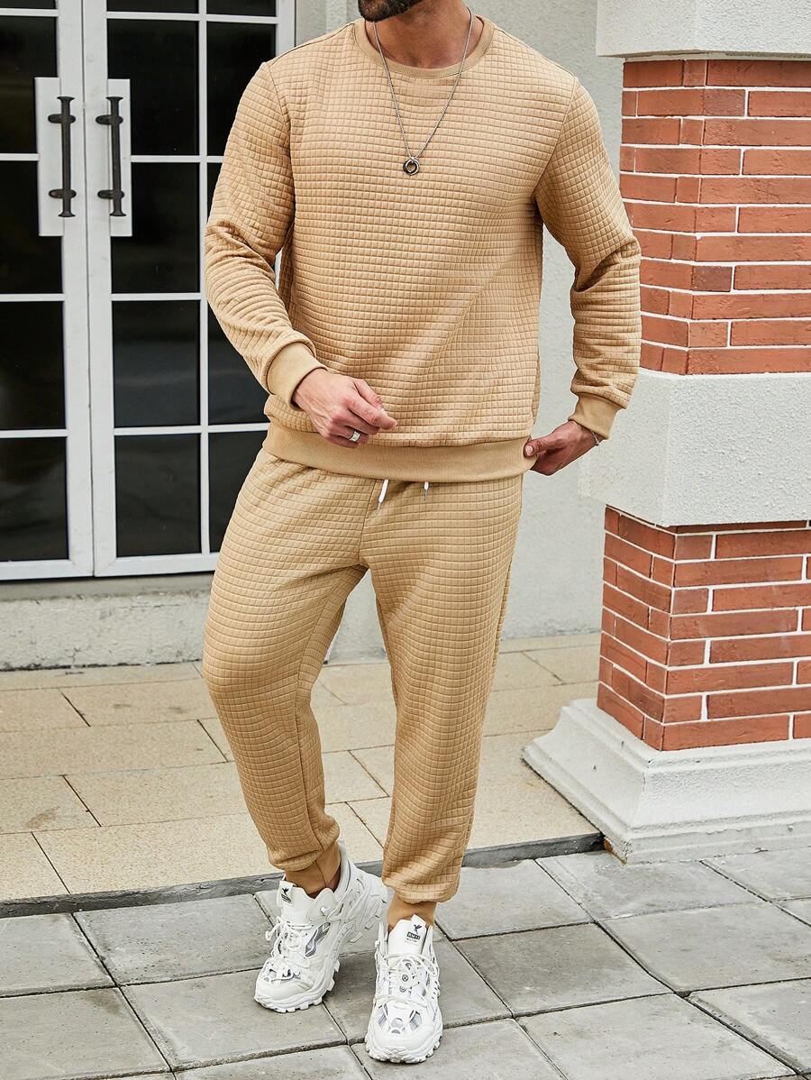 Manfinity Homme Heren Grote maten Effen kleur Vrije tijd Sweatshirts En Sweatpants Sets