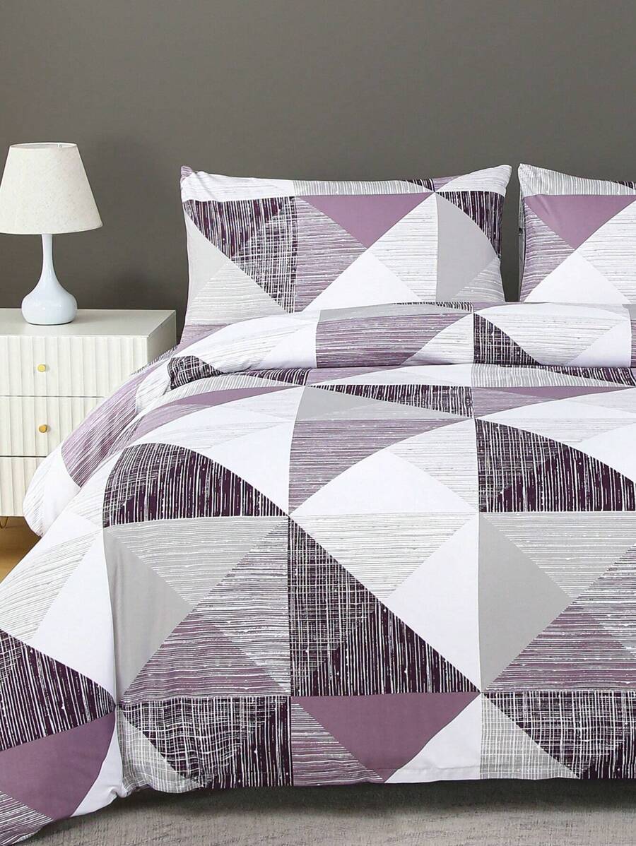 Soft Microfiber Duvet Cover Set With Classic Geometric Patterns - Best 2/3-Piece Quilt/Comforter Cover Bedding Set - Includes 1 Duvet Cover And 1/2 Pillowcases - Cheap And High-Quality - For Twin, King, Single, Queen, Double, Full Size