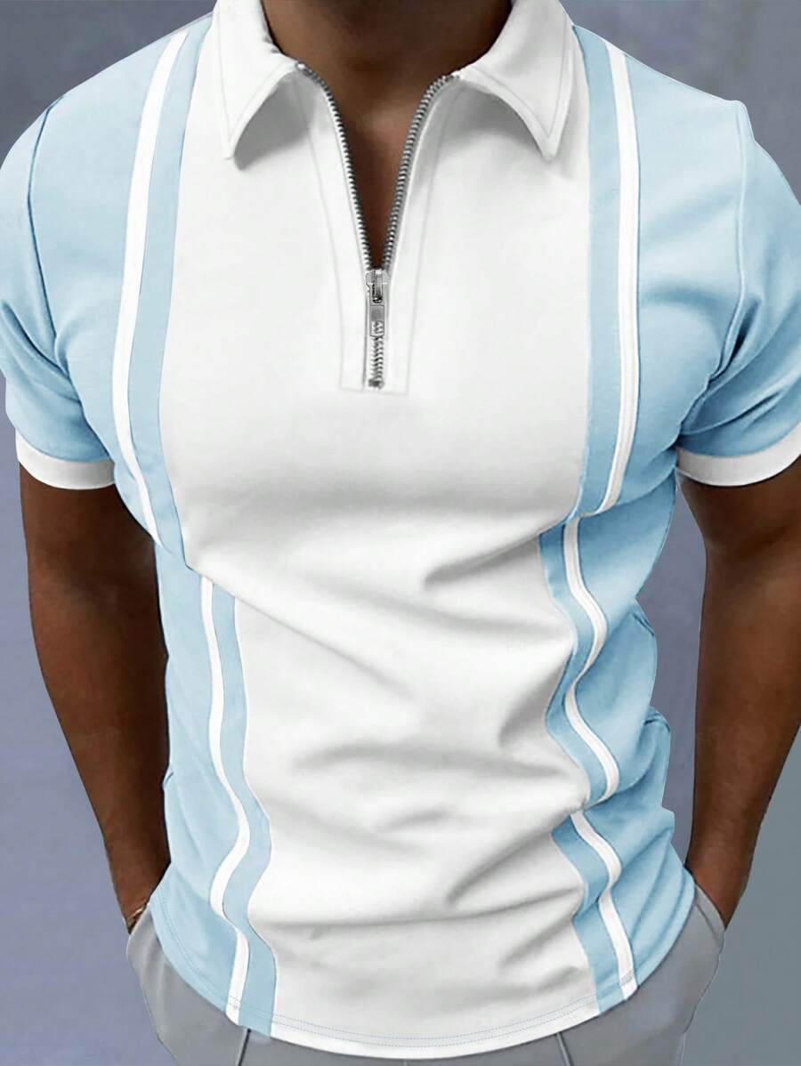Manfinity Homme Men's Contrast Color Short Sleeve Polo Shirt