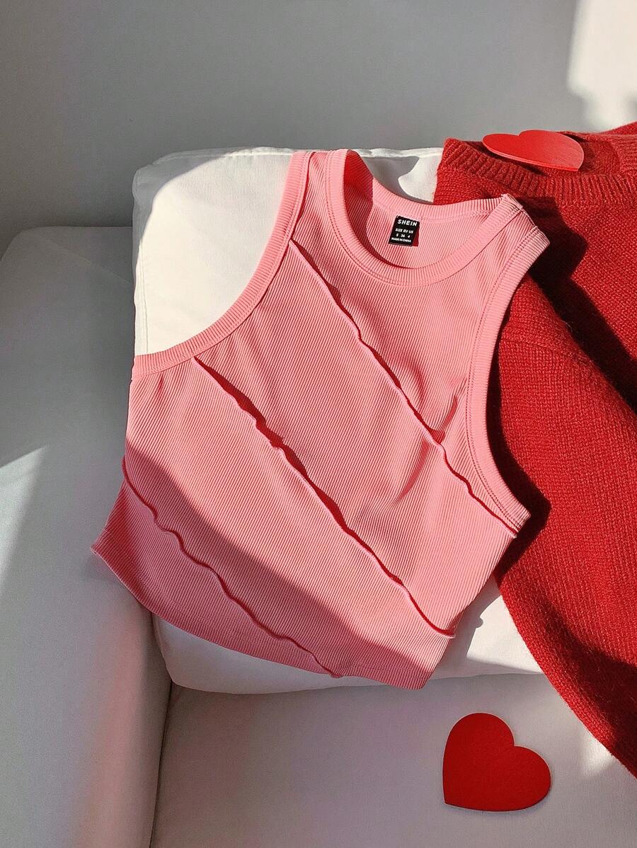 Comfortcana Zonder mouwen Tops Met Stitching Detail