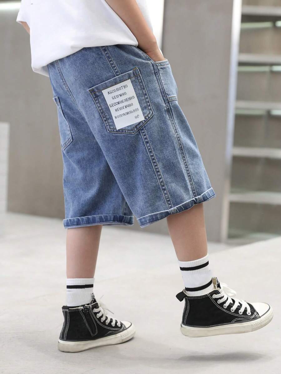 Jeans Capri para llevar en verano con estilo coreano de última moda para niño preadolescente en el verano de 2024