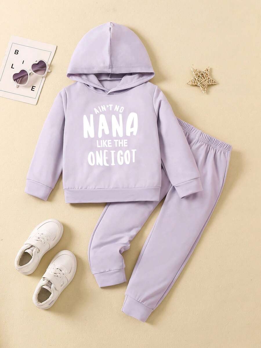 SHEIN Set van een sweatshirt met capuchon voor jonge jongens met sloganprint en broek