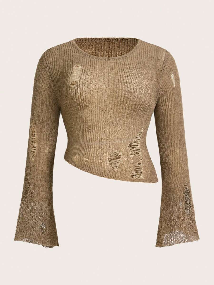 SHEIN ICON Plus Size Women's Round Neck Long Sleeve Sweater Pullover