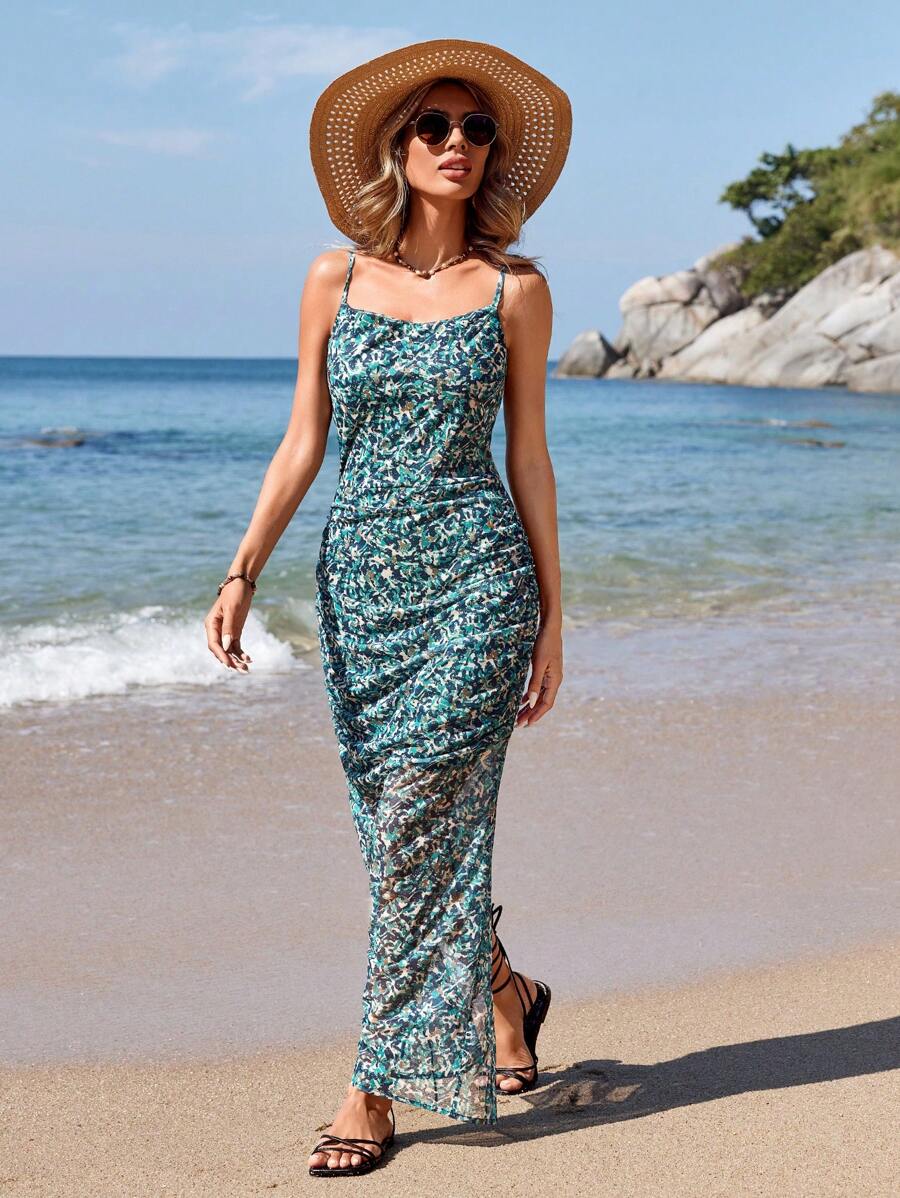 Aveloria Random Printed Spaghetti Strap Dress