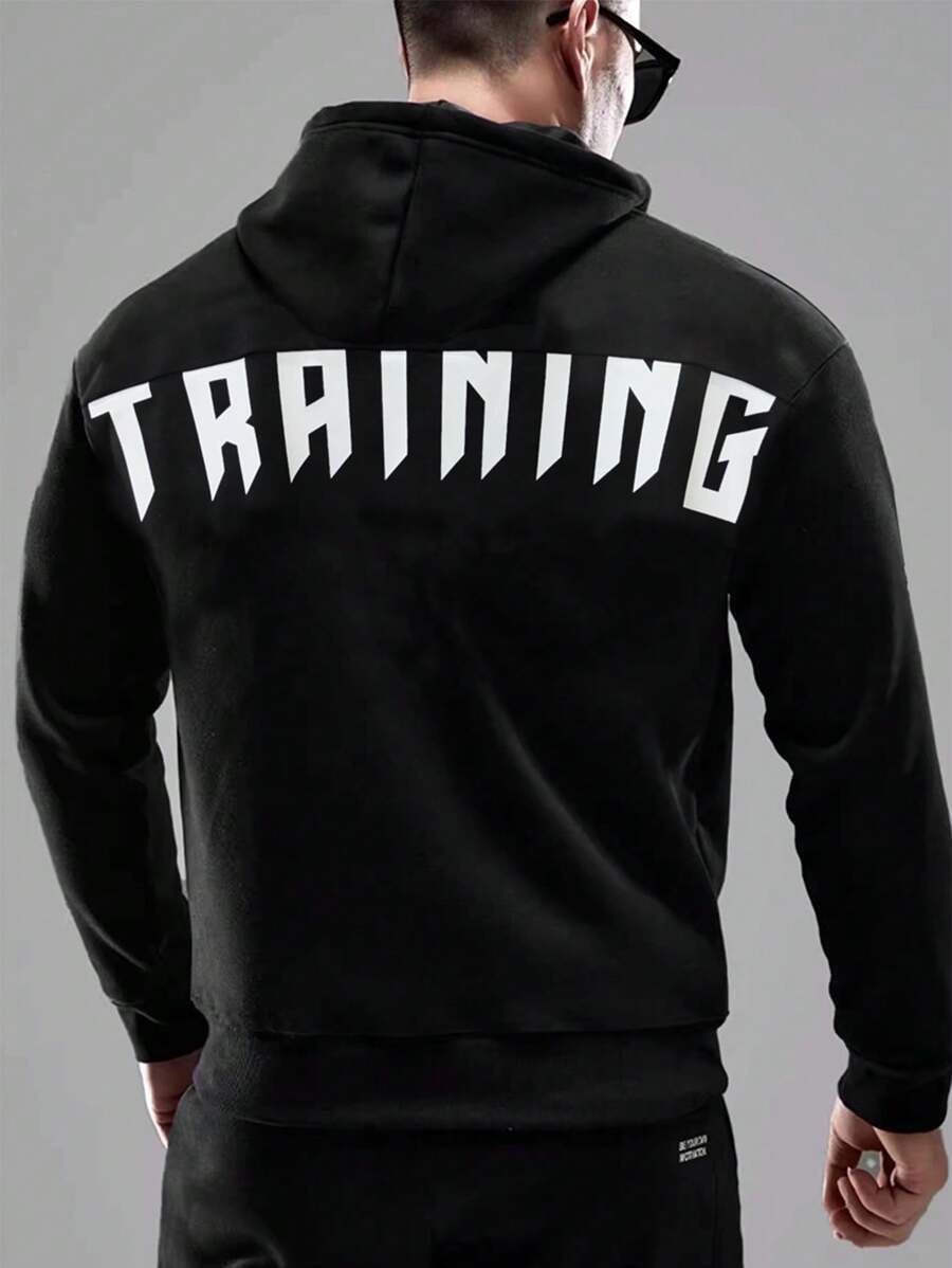 Manfinity Sport Corelite Men's Hooded Sports Sweatshirt With Letter Print Hoodie Men Sweatshirt