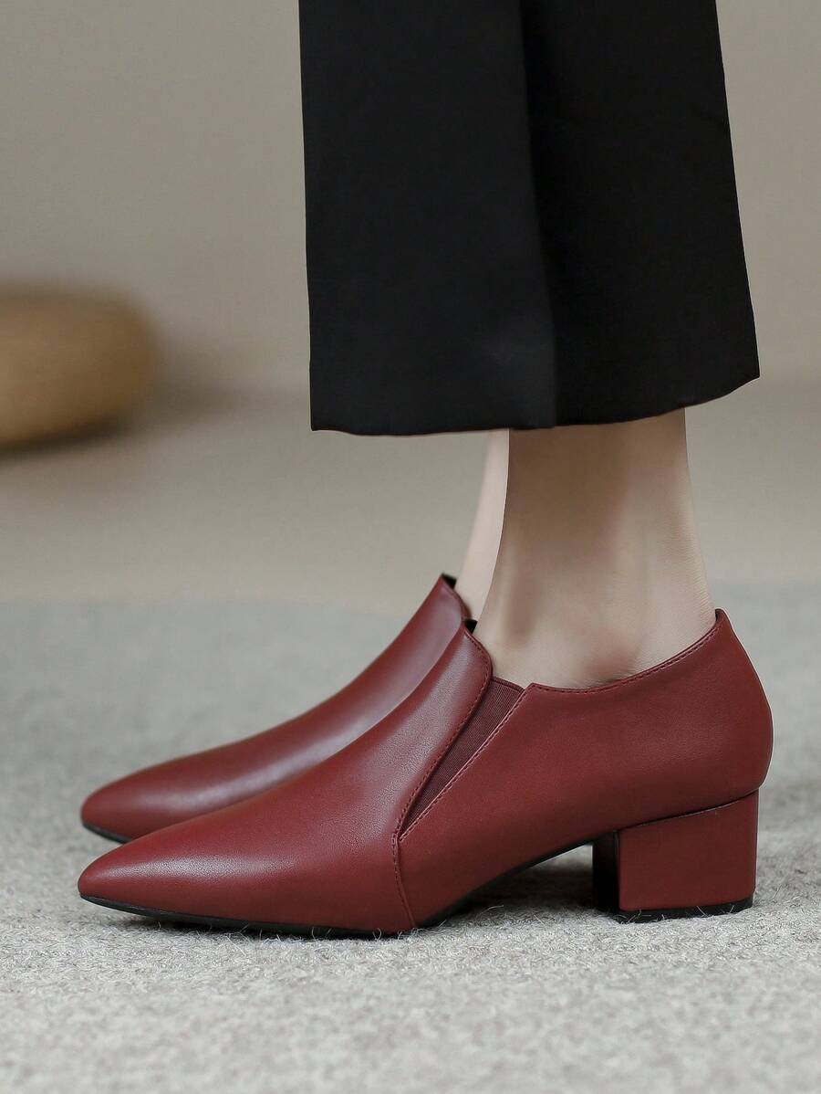 Women's Pointed Toe High Heel Pumps, Casual Work Shoes With Thick Heel, Spring Autumn New