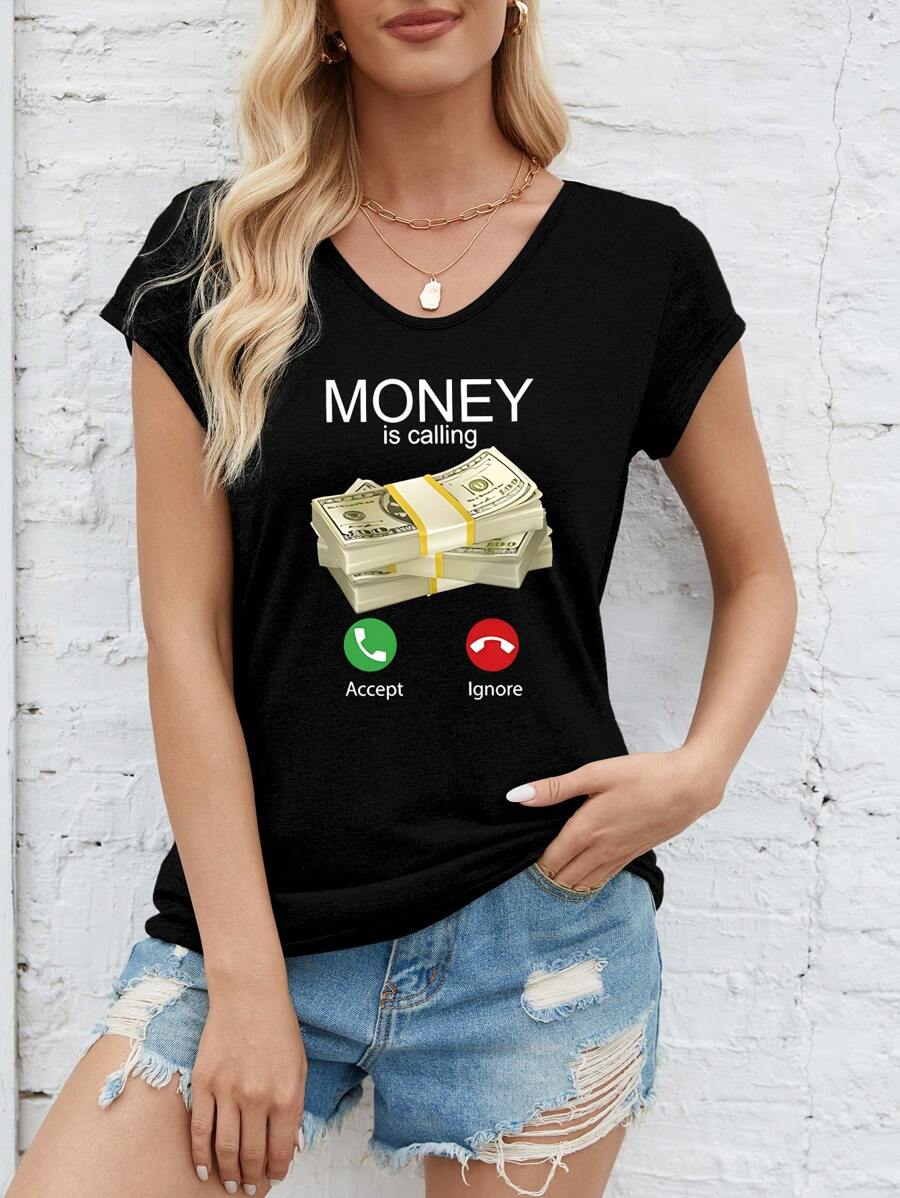 INAWLY T-shirt À Manches Courtes Pour Femme Avec Impression De Lettre