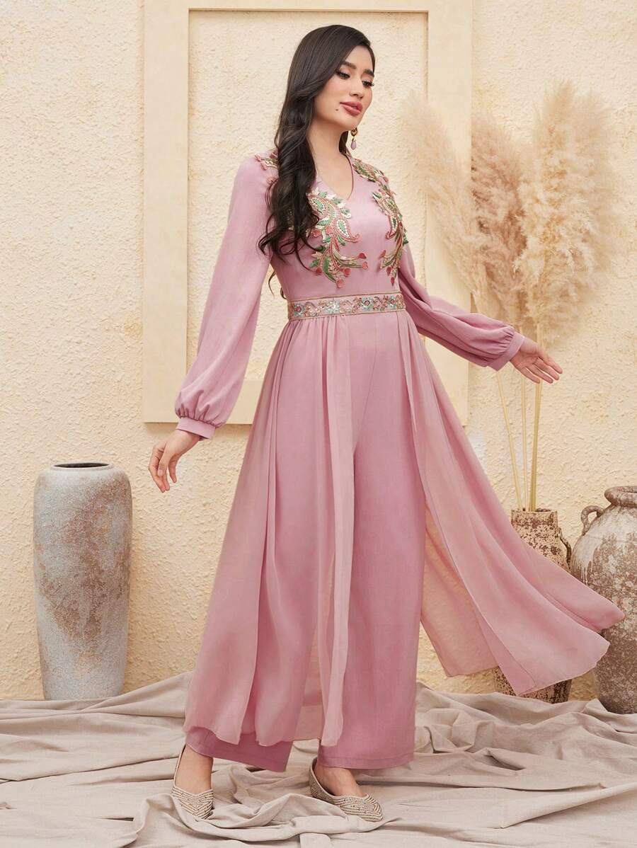 SHEIN Najma Women'S Embroidered WaistCinching Jumpsuit SHEIN UK