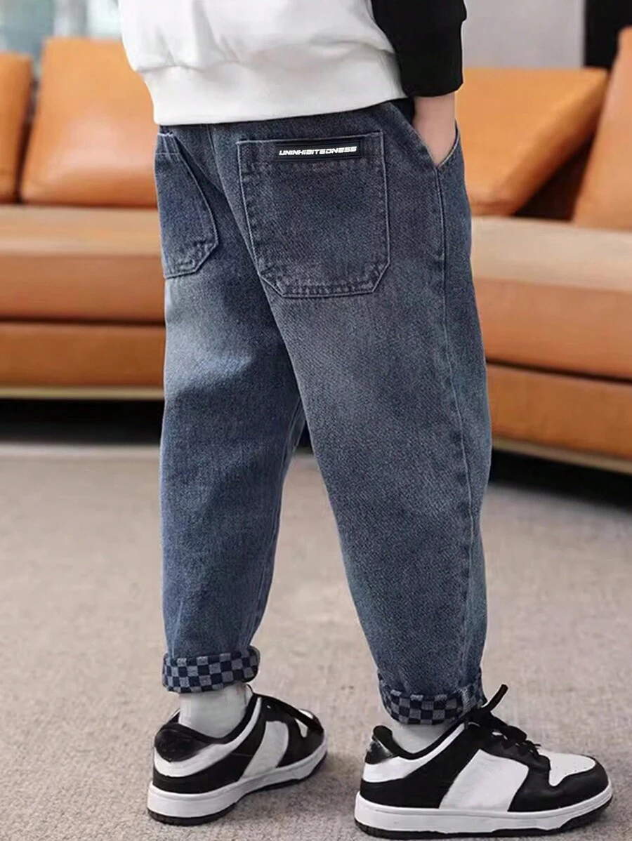 Tween Boy Stylish Water-Washed Jeans With Slanted Pockets