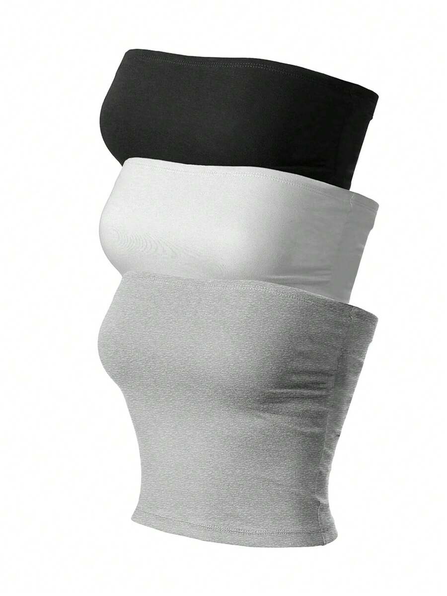 INAWLY Women'S Solid Color Strapless Top